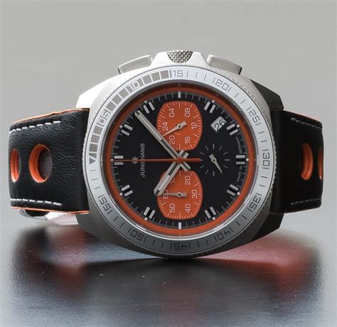junghans  chronoscope quartz chronograph orange  dials date