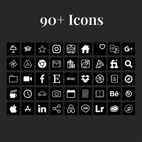 ios  icons black app pack premium iphone ios  app icons  black  aesthetic ios skins