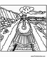 Train Coloring Pages Tracks Steam Track Railroad Printable Drawing Sheets Draw Trains Travel Colouring Old Santa Kids Color Engine Countryside sketch template