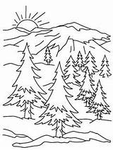 Coloring Pages Kids Mountain Printable Colouring River Printables Nature Easy Mountains sketch template