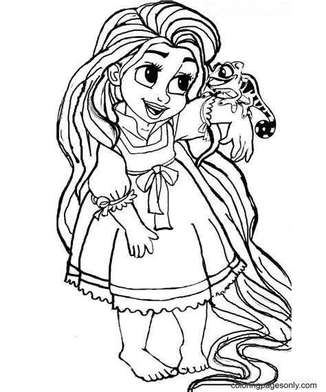 tangled baby rapunzel coloring page  printable coloring pages