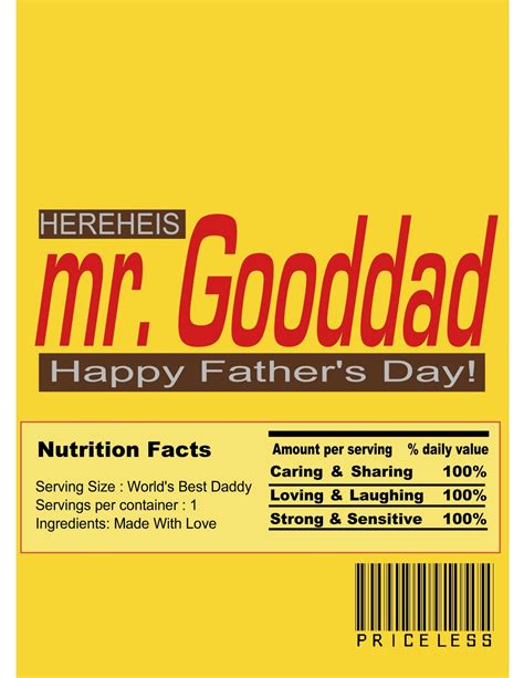 printable fathers day candy bar wrappers templates printable