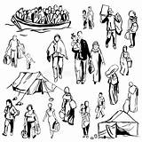 Sketch Refugees Illustration Vector Preview sketch template