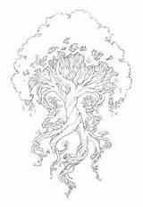 Coloring Tree Twisted Designlooter Yggdrasil Life sketch template