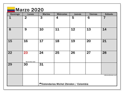 calendario marzo colombia michel zbinden es