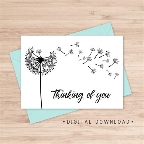 thinking   printable card instant   card etsy