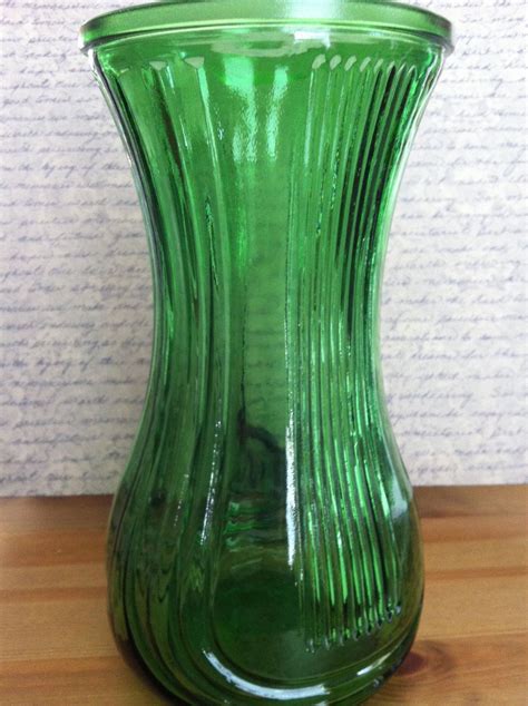 Vintage Green Ribbed Glass Vase Hoosier By Acrossthegap On Etsy
