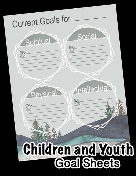 lds children  youth goal sheets printable  etsy lds kids