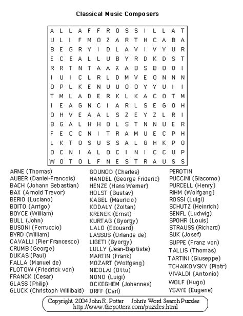 johns word search puzzles classical  composers