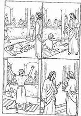 Jesus Sana Bethesda Heals Paralítico Jesús Ciego Milagro Religión Exercises Capernaum Bookmark Colouring Biblical sketch template