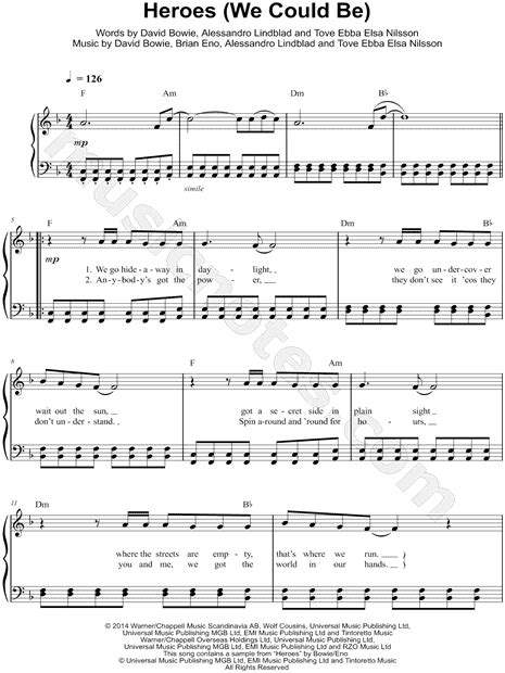Alesso Heroes We Could Be Sheet Music Easy Piano In F Major