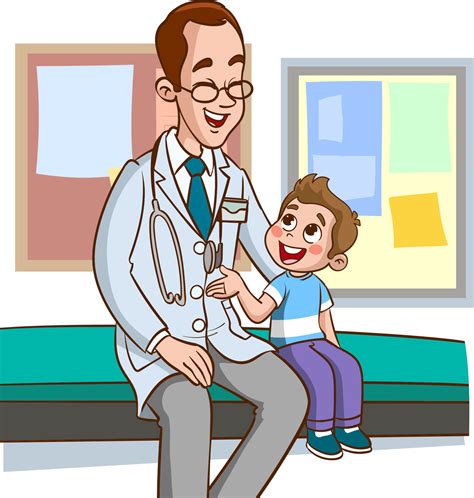 doctor  child talking cartoon vector  vector art  vecteezy