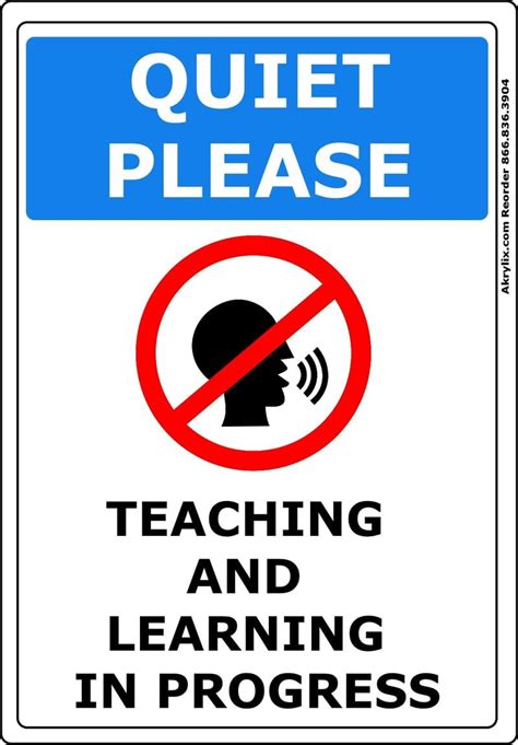 vinyl pvc sign quiet  teaching  learning  progress