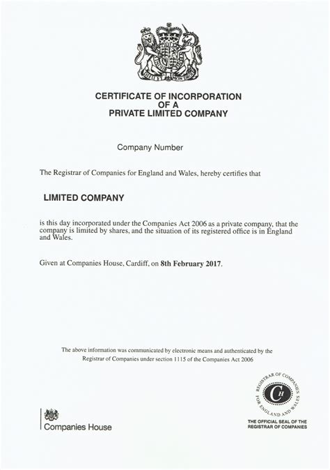 certificate  incorporation small firms services