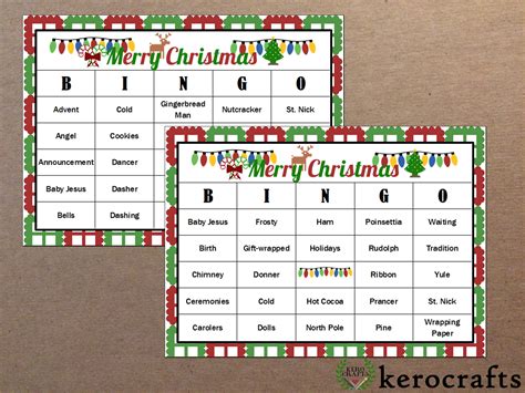 christmas bingo  cards etsy