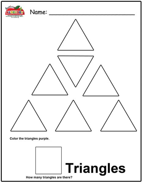 triangle coloring shapes pages shape preschool worksheets cutting
