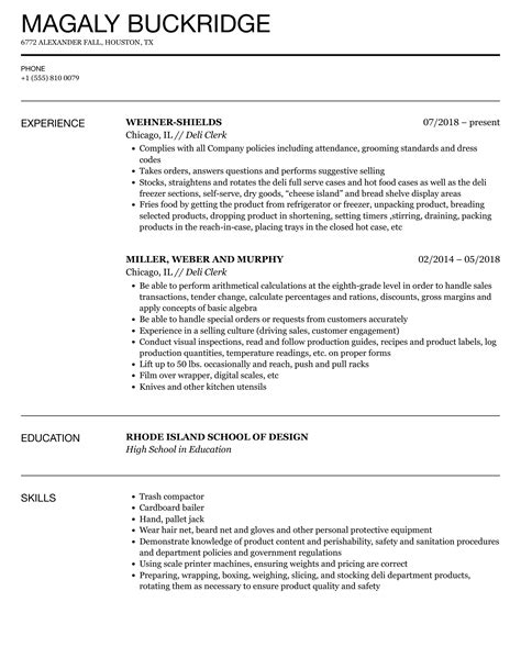 deli job description  resume