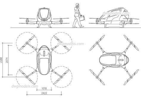 passenger drone dubai autocad drawings  cad blocks