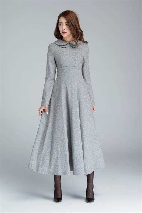 light grey dress pleated dress high waisted dress elegant