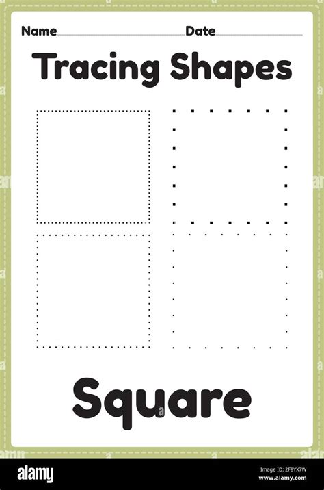 tracing shapes worksheet square lines  kindergarten  preschool