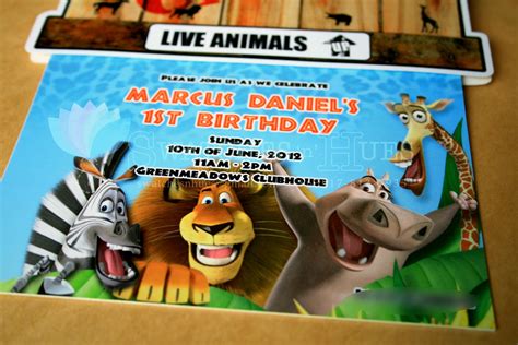 swatches and hues handmade with tlc madagascar themed birthday invitation