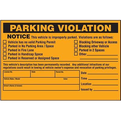 parking violation warning notice emedco