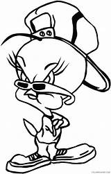 Tweety Bird Coloring Pages Coloring4free Glasses Wearing Hat Related Posts Christmas Sylvester sketch template