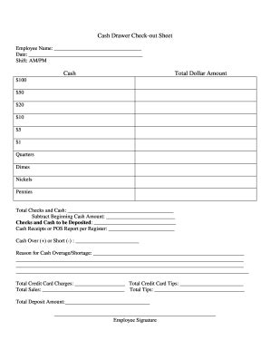 cash drawer count sheet form fill   sign printable  template