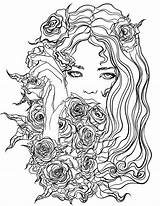 Coloring Pages Pretty Girl Adults Beautiful Girls Women App Recolor Colouring Flowers Color Adult Printable Print Book Colors sketch template