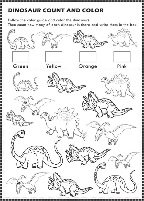 printable dinosaurs  spy count  color activity page  kids  pam del