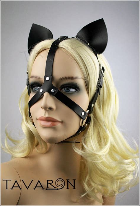 leather cat mask catwoman mask leather party mask etsy