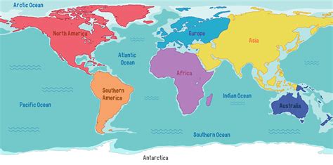 mapa de los continentes imagui continents  oceans world map hot
