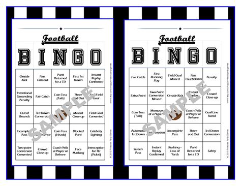 printable football bingo cards football terms