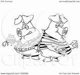 Pigging Hogs Two Royalty Outline Illustration Cartoon Rf Clip Toonaday sketch template