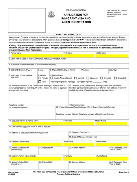 application immigrant visa form fill out and sign printable pdf