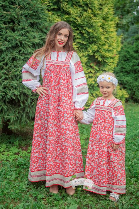 flowered russian traditional slavic dress mashenka for girls etsy