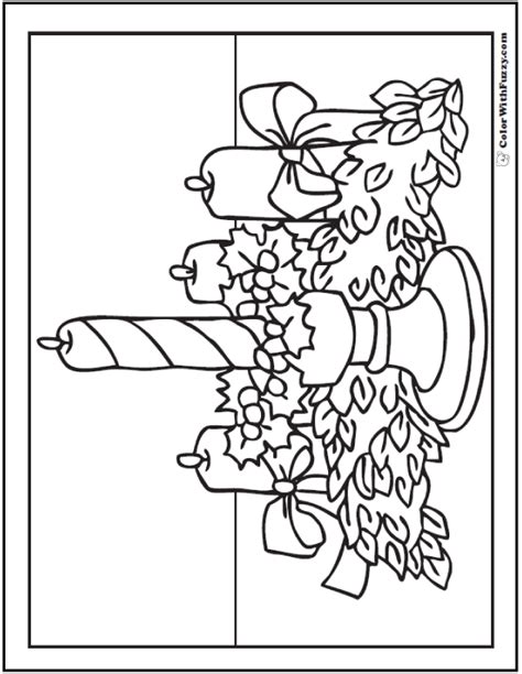 christmas coloring sheets candle wreath