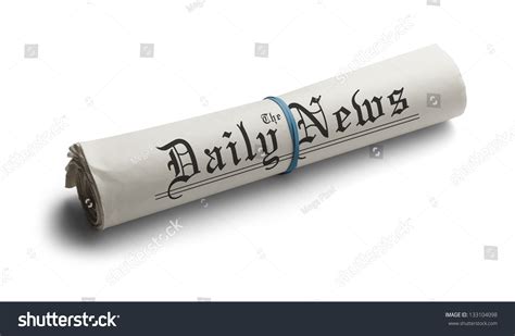 rolled  newspaper  rubber band   daily news isolated
