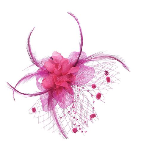 fuchsia hot pink flower fascinator hair clip brooch