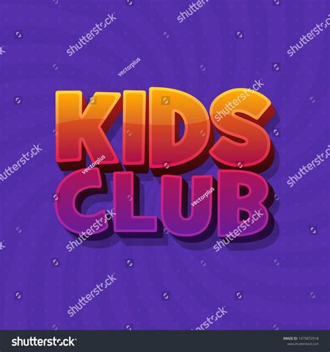 kids club fun  word sign letters  purple background vector logo