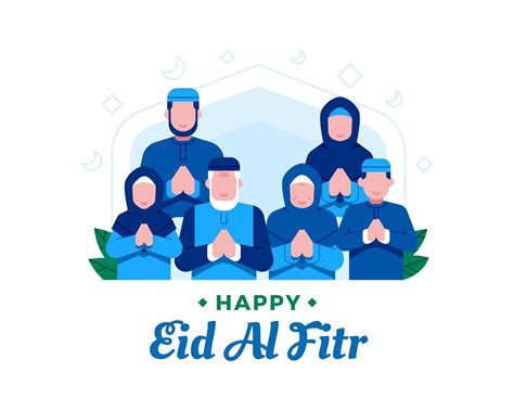 happy eid al fitr background  muslim family members  vector