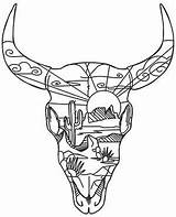 Bull Skull Skulls Steer Cowgirl Patterns Urbanthreads Embroidery Tatuaje Desierto Tatoos Longhorn Mystical sketch template