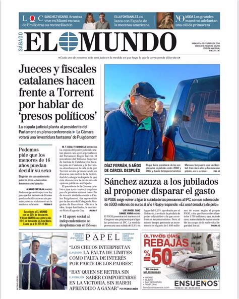 las portadas de los periodicos de hoy sabado  de febrero de