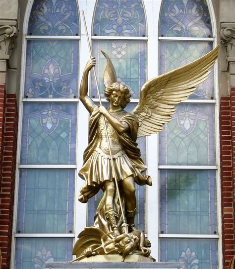 large famous figure saint michael church sculpture archangel statue
