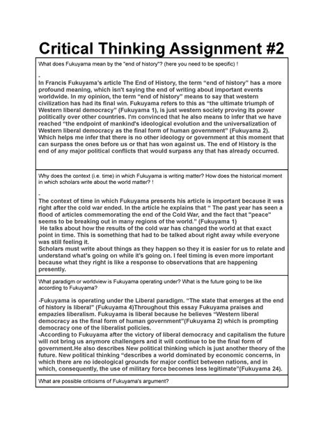 critical thinking assignment    opinion  term