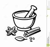 Mortar Pestle Outline Spices Style Illustration Vector Preview sketch template