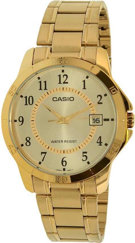 casio casio mens classic mtpvg  gold stainless steel plated japanese quartz dress