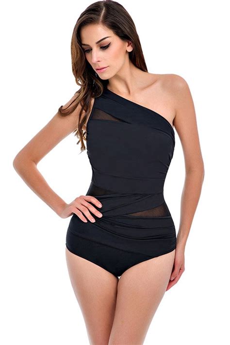 hualong sexy plus size one piece one shoulder swimsuit