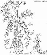 Coloring Pages Flowered Monograms Magic sketch template