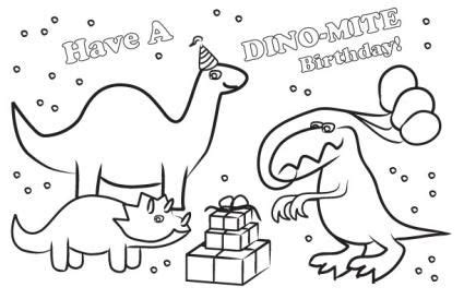 printable dinosaur birthday card  color happy birthday cards